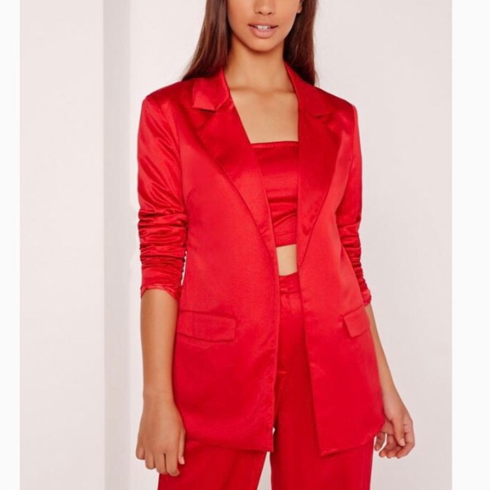 Misguided Satin Red Blazer